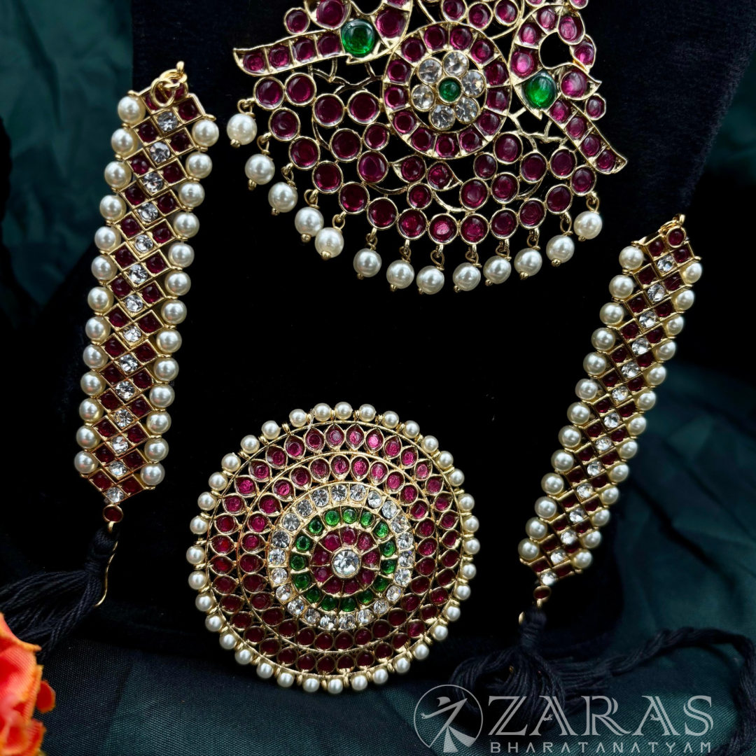 Bharatanatyam Dance Premium Jewellery Full Set - Round V RG Kemp CS image 5