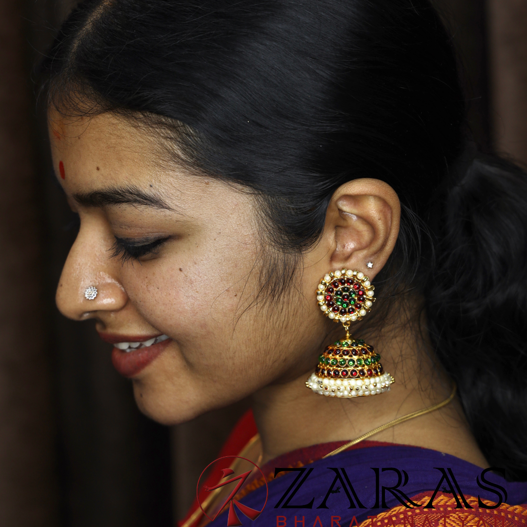Bharatanatyam Dance Jewellery - Jimiki with Kammal Kemp 4 L RG image 1