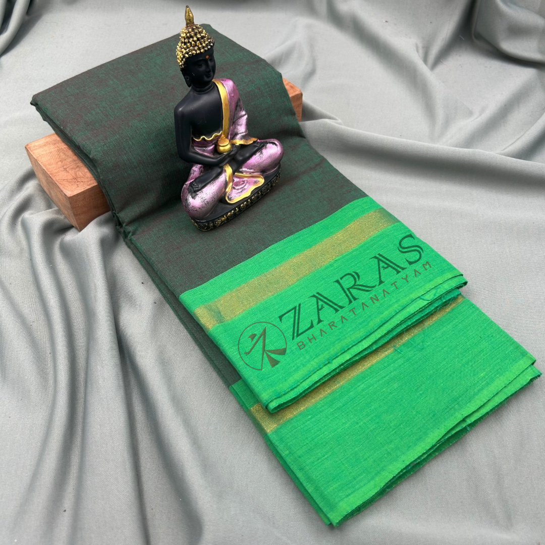Bharatanatyam Dance Practice Saree - D Green with Green Plain Border image 0