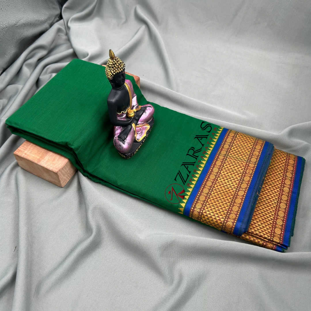 Bharatanatyam Dance Practice Saree - Green Mus Diamond Double Coin image 1