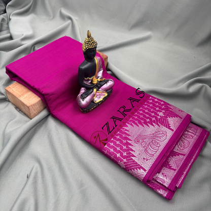 Bharatanatyam Dance Practice Saree - Purple Silver Veena Border image 1