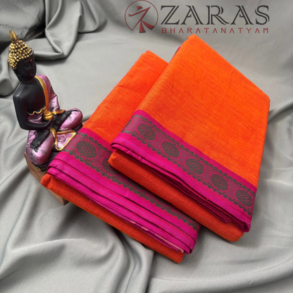 Bharatanatyam Dance Practice Saree - Mustard Orange with Purple Coin Border image 2