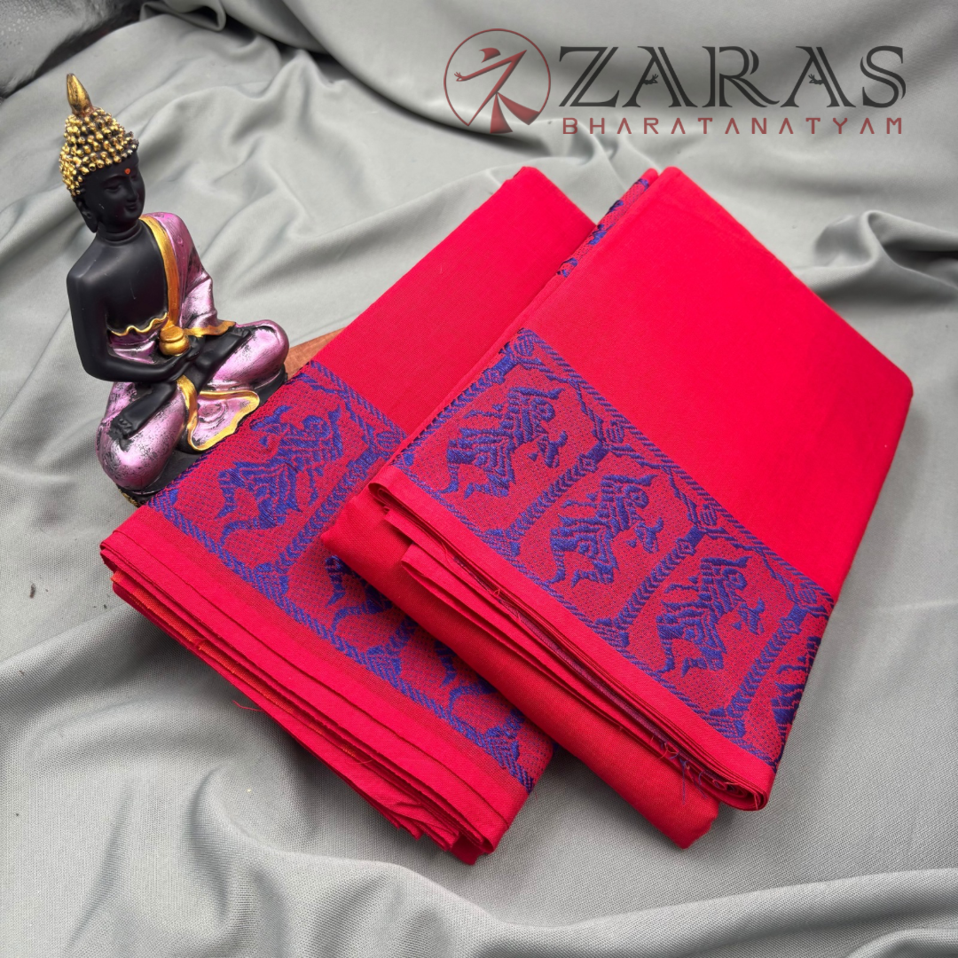 Bharatanatyam Dance Practice Saree - Red Vio Blu Doll Border image 2