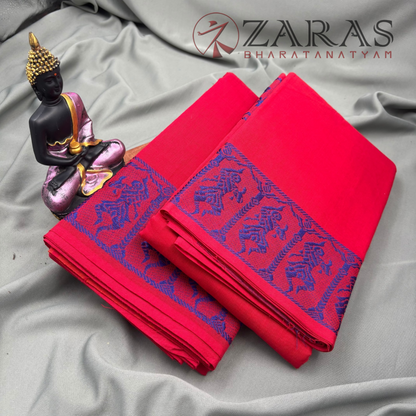 Bharatanatyam Dance Practice Saree - Red Vio Blu Doll Border image 2