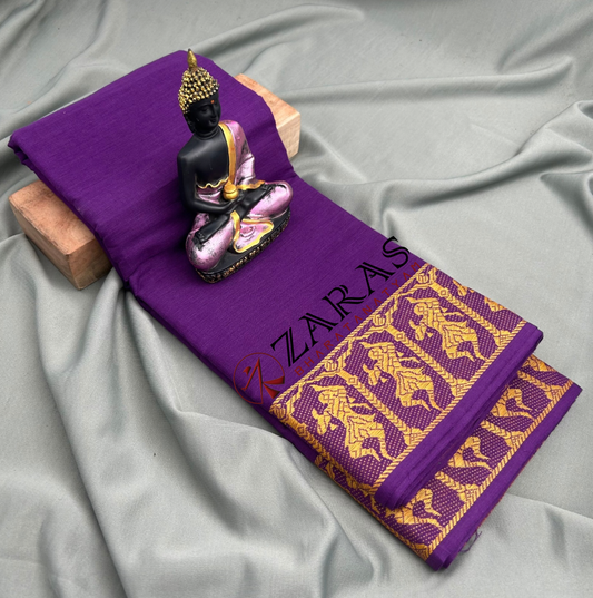 Bharatanatyam Dance Practice Saree - D Purple with Gold Doll Border image 0