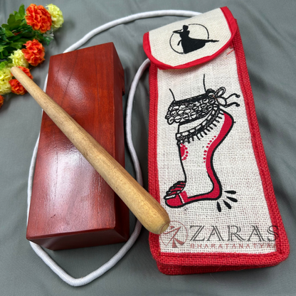 Bharatanatyam Dance Class Instruments - Thattu Manai Set / Thattu Kali POLISHED & Jute Bag Combo image 1