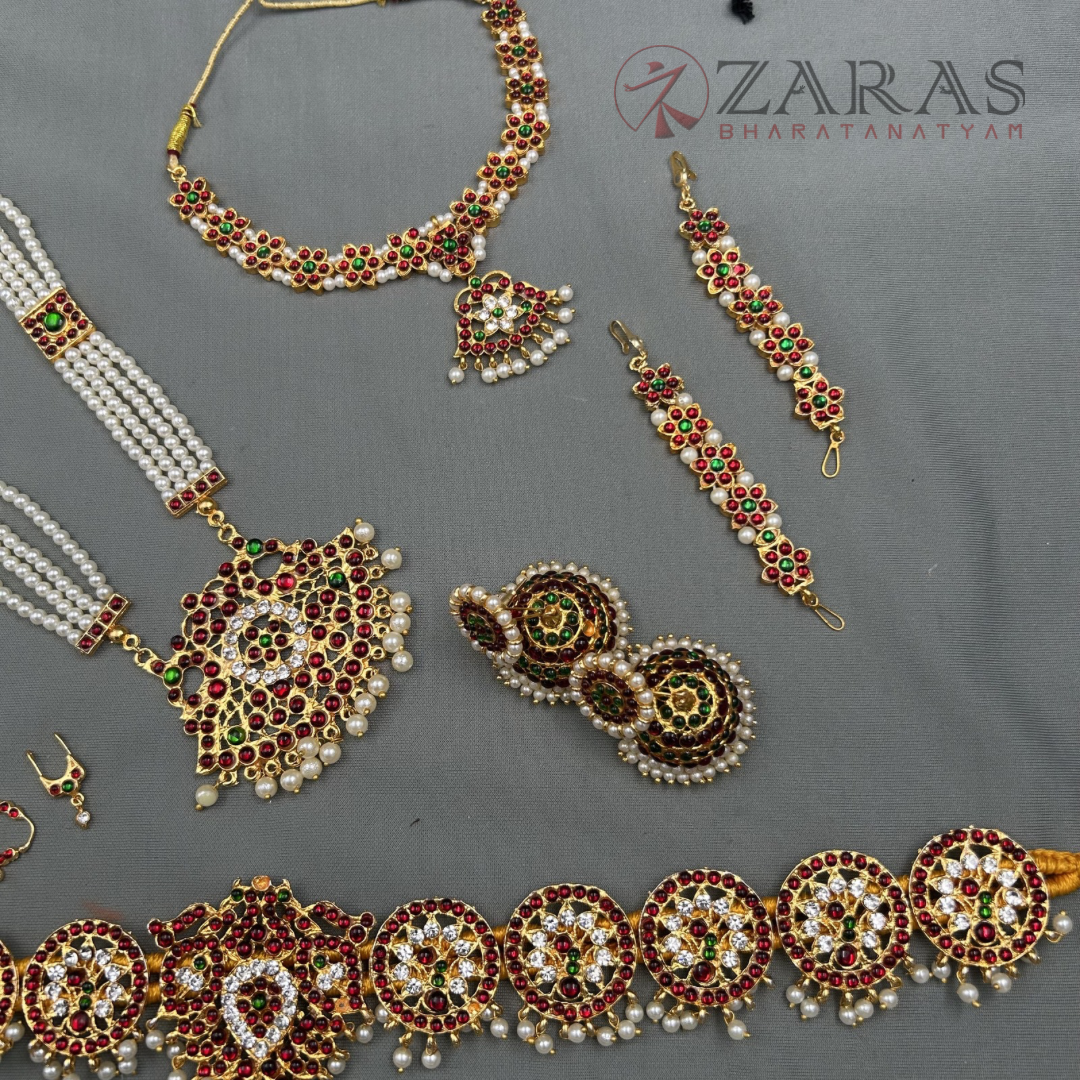 Bharatanatyam Dance Jewellery - Flower Full Set RG Kemp FL image 1