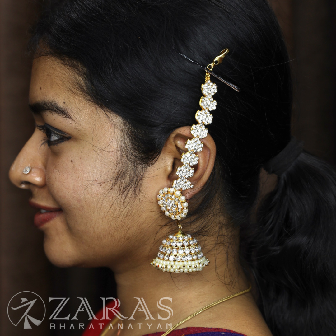 Bharatanatyam Dance Jewellery - Flower White Stone Maatal SA image 1