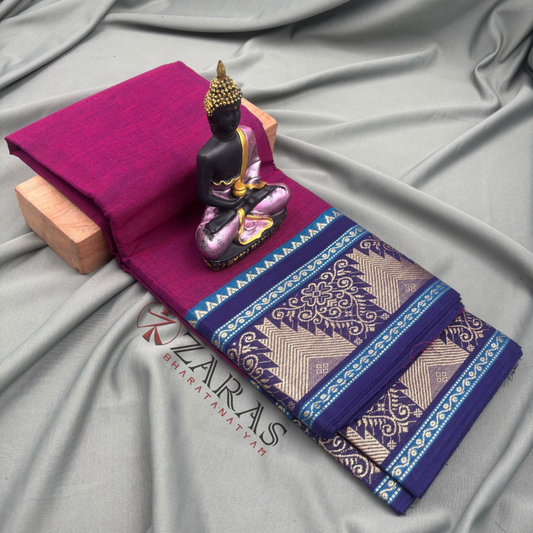 Dance Practice Saree - Purple With Blue Temple Border image 0