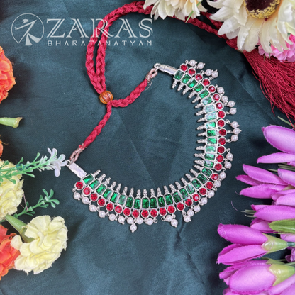Bharatanatyam Dance Silver Jewellery - Flower Necklace RG Kemp Stone image 0