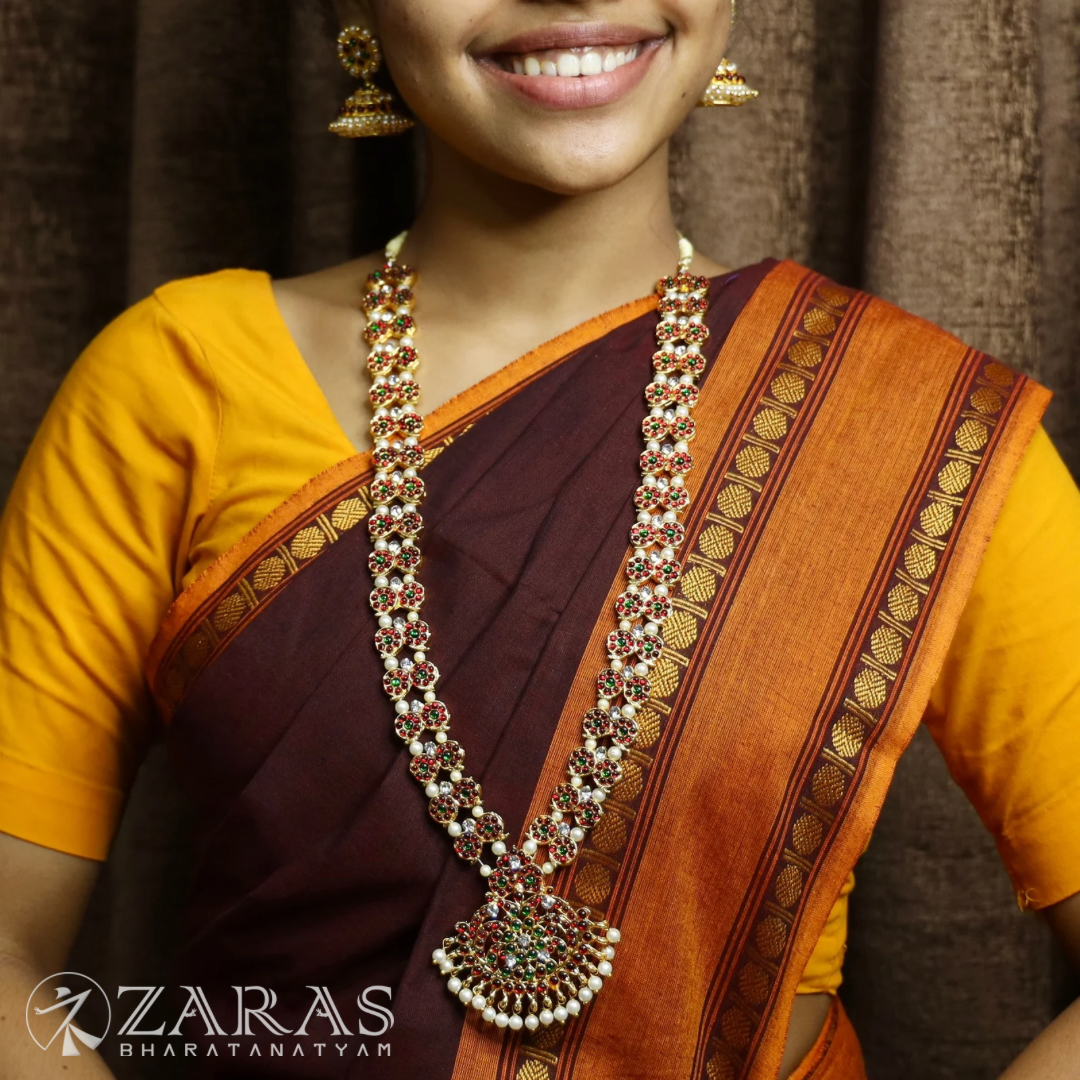 Bharatanatyam Dance Jewellery - Double Manga Pearls RG Kemp CS Haaram / Long Chain image 0