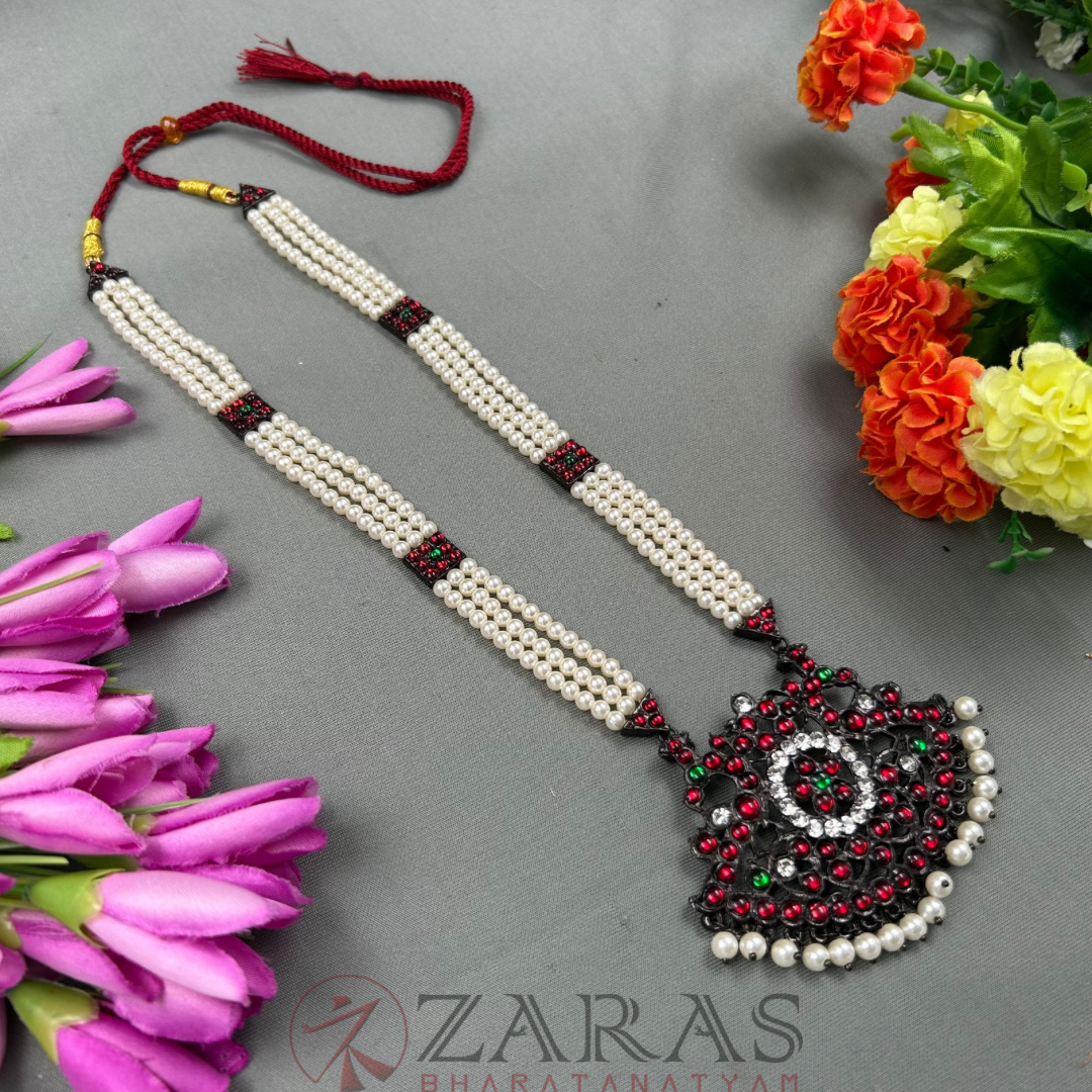 Bharatanatyam Dance Jewellery Black - 3 Line Box Padak RG Kemp CS Beads Haaram image 2