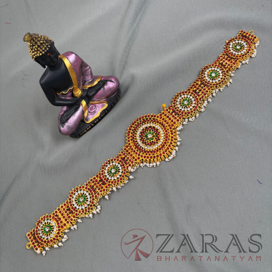 Bharatanatyam Dance Jewellery - Flower RG Kemp CS Hip Belt (Ottiyanam) image 0