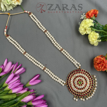 Bharatanatyam Dance Jewellery - 2L Beads Flower CS Kemp RG Haaram / Long Chain image 0