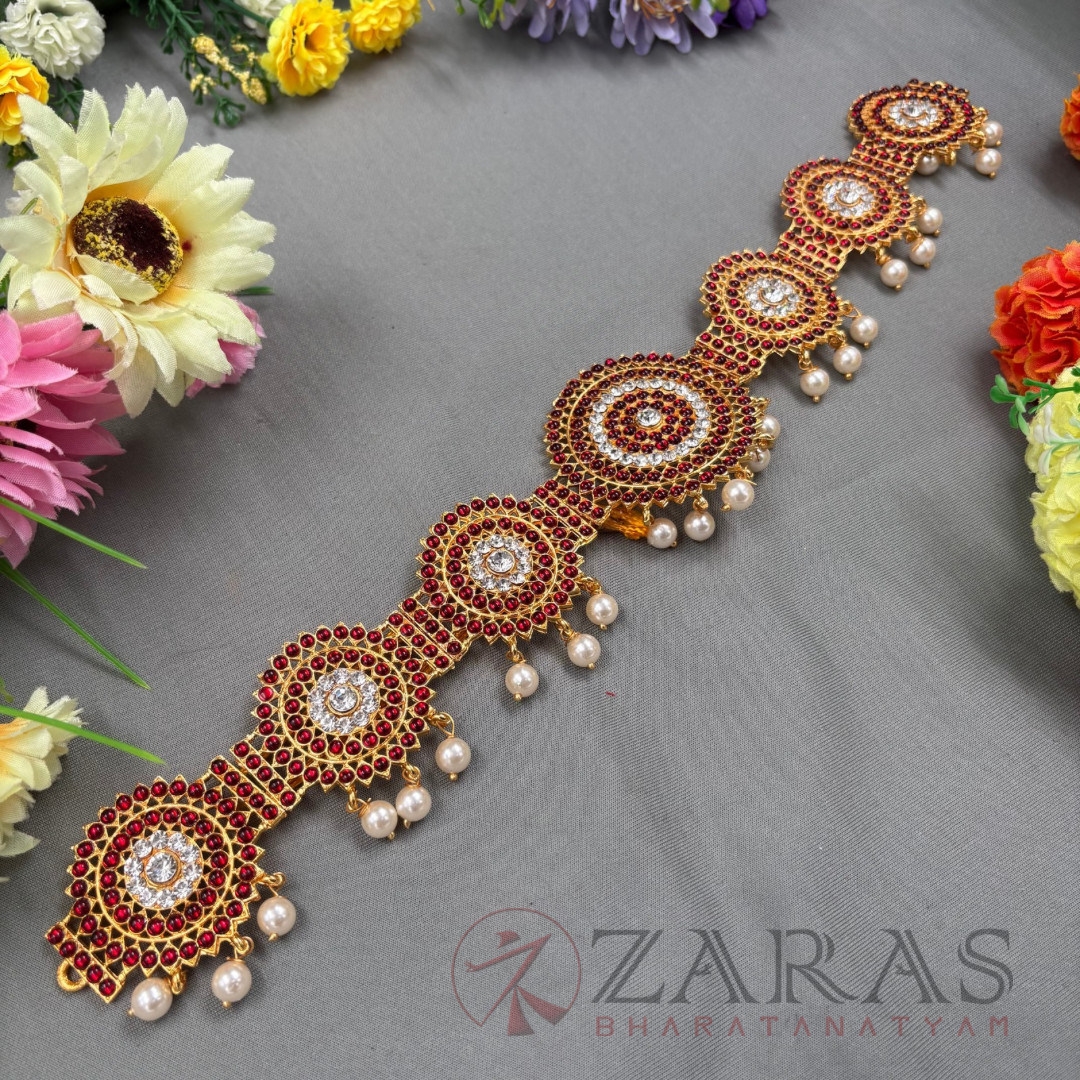 Bharatanatyam Dance Jewellery - Round Flower Hip Belt RG Kemp CS (Ottiyanam) image 1