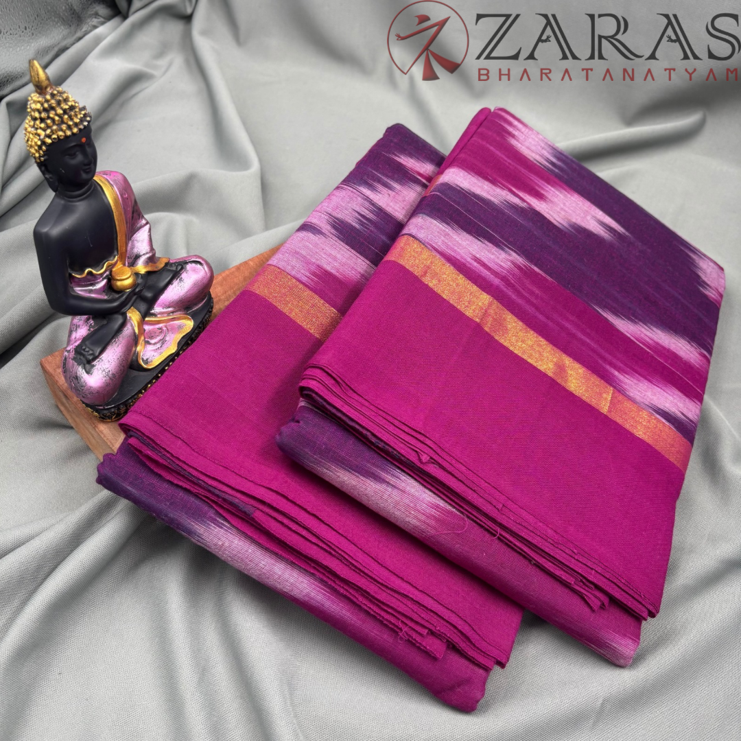 Bharatanatyam Dance Practice Saree - Violet Purple Mixed Ikkat Saree image 2