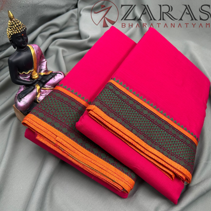 Bharatanatyam Dance Practice Saree - Pink Green Diamond Double Coin image 2
