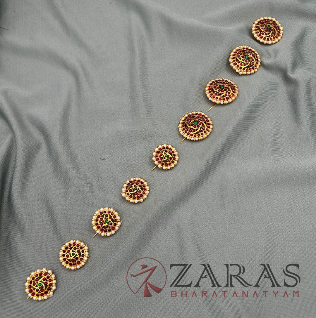 Bharatanatyam Dance Jewellery - RG Kemp Jada Billa Sun Design (Set of 9 Pcs) image 0