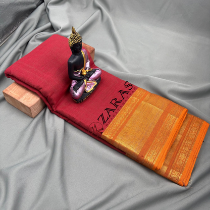 Bharatanatyam Dance Practice Saree - Maroon Gold Double Coin Border image 1