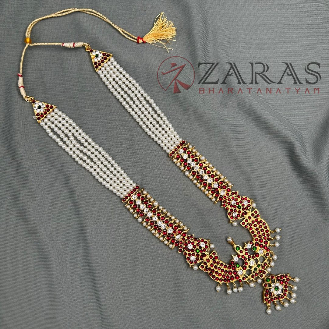 Bharatanatyam Dance Jewellery Haaram - 4 L Beads with Mee RG Kemp Padakam image 0