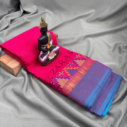 Bharatanatyam Dance Practice Saree - Pink Blue Gopuram Border image 1