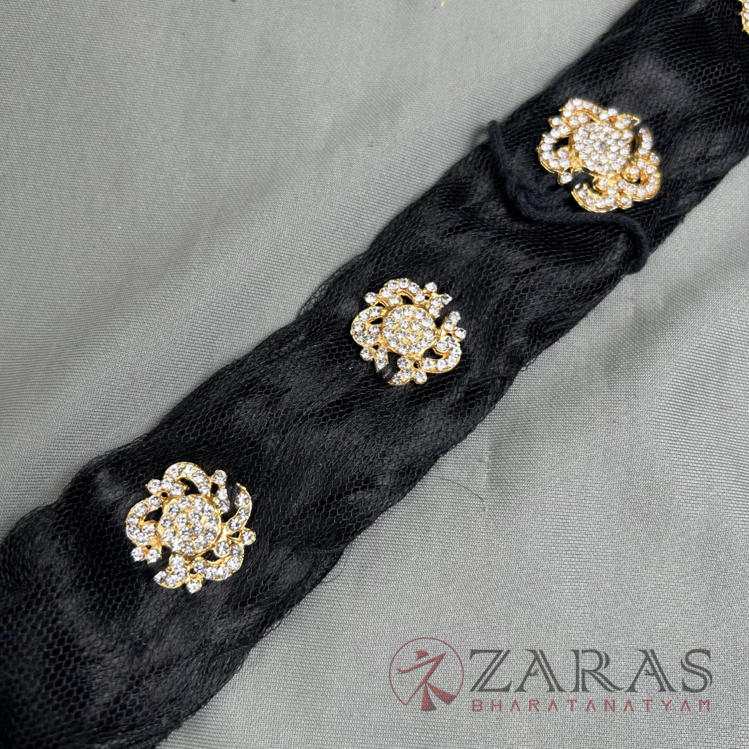 Bharatanatyam Dance Jewellery - Stone Jada Set Round with Hair Kunjalam image 1