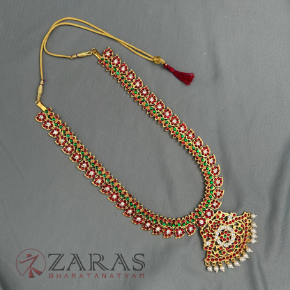 Bharatanatyam Dance Jewellery - B Manga CS RG Kemp Haaram / Long Chain image 2