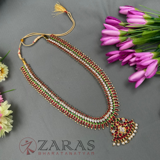 Bharatanatyam Dance Jewellery Haaram - Kuchi Flower RG Kemp Maalai / Long image 0