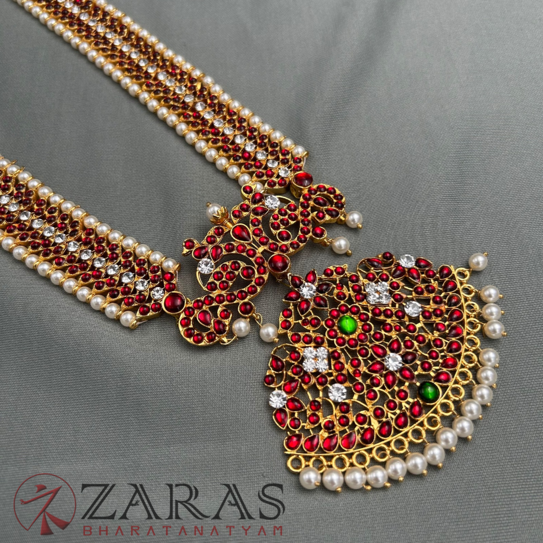 Bharatanatyam Dance Jewellery - Haaram Red Kemp CS Me Pen S image 3
