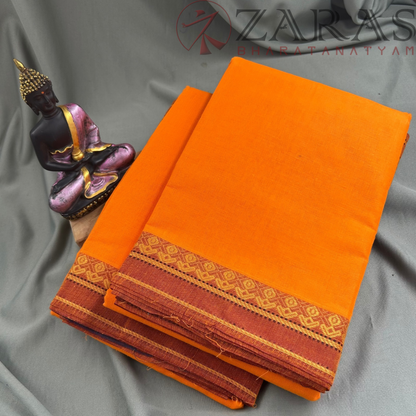 Bharatanatyam Dance Practice Saree - M Yellow with Maroon Thilagam Border image 1