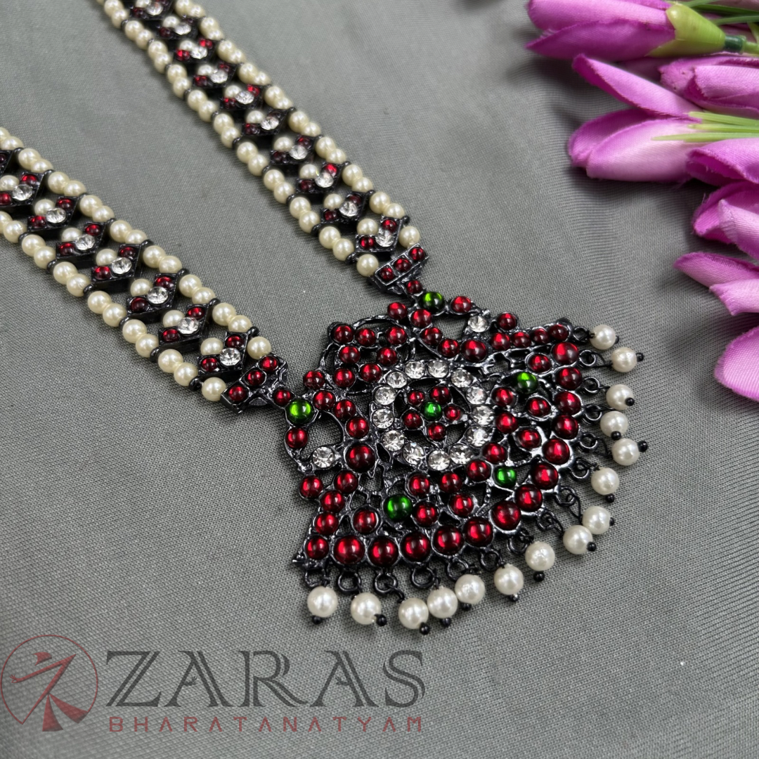 Bharatanatyam Dance Jewellery Black - V & Padak RG Kemp Beads Haaram image 2