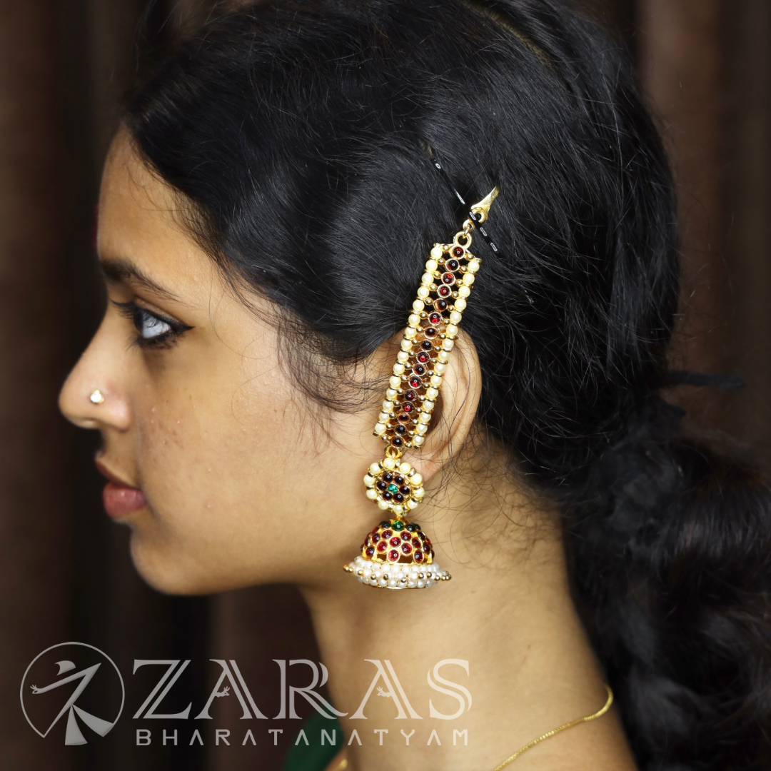 Bharatanatyam Dance Jewellery - Center Red Ball Kemp with Beads Maatal image 1