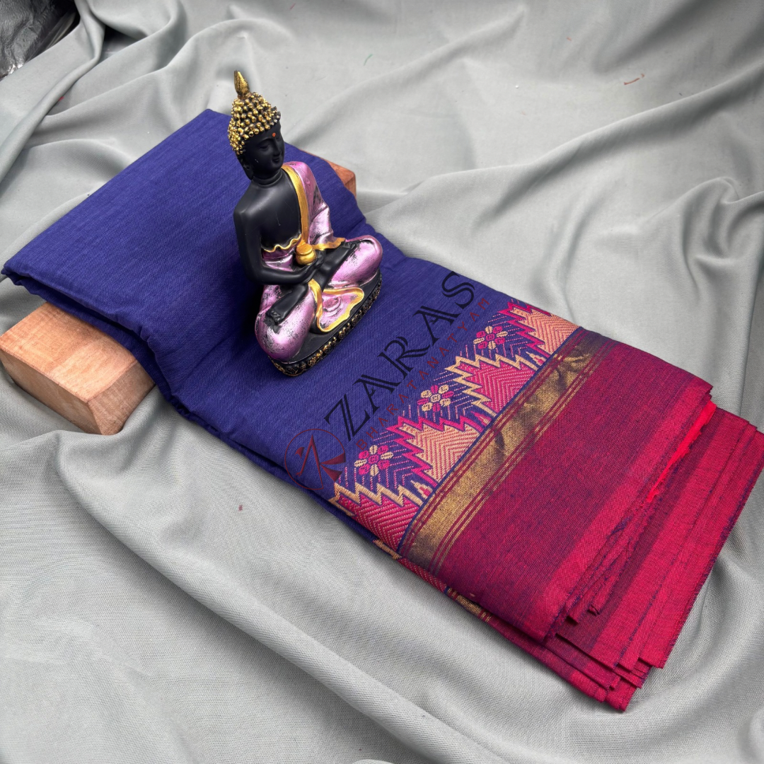 Bharatanatyam Dance Practice Saree - Dark Blue RD Gopuram Border image 2
