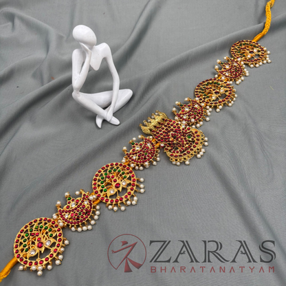 Bharatanatyam Dance Jewellery - Snake Moon Peocock Hip Belt RG Kemp (Ottiyanam) image 3