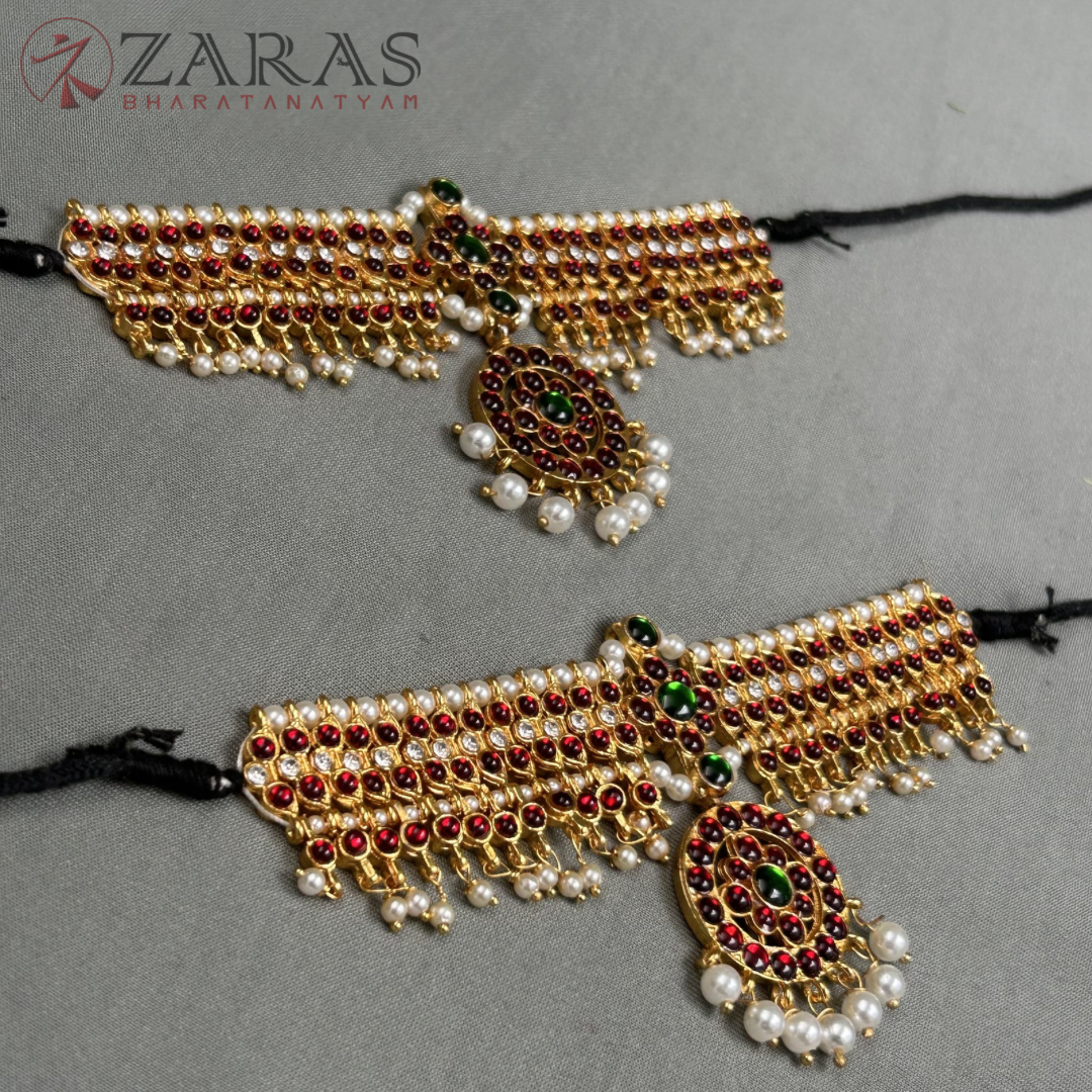 Bharatanatyam Dance Jewellery - Sow Leaf Beads RG Kemp Vangi / Baaju Bandh image 0