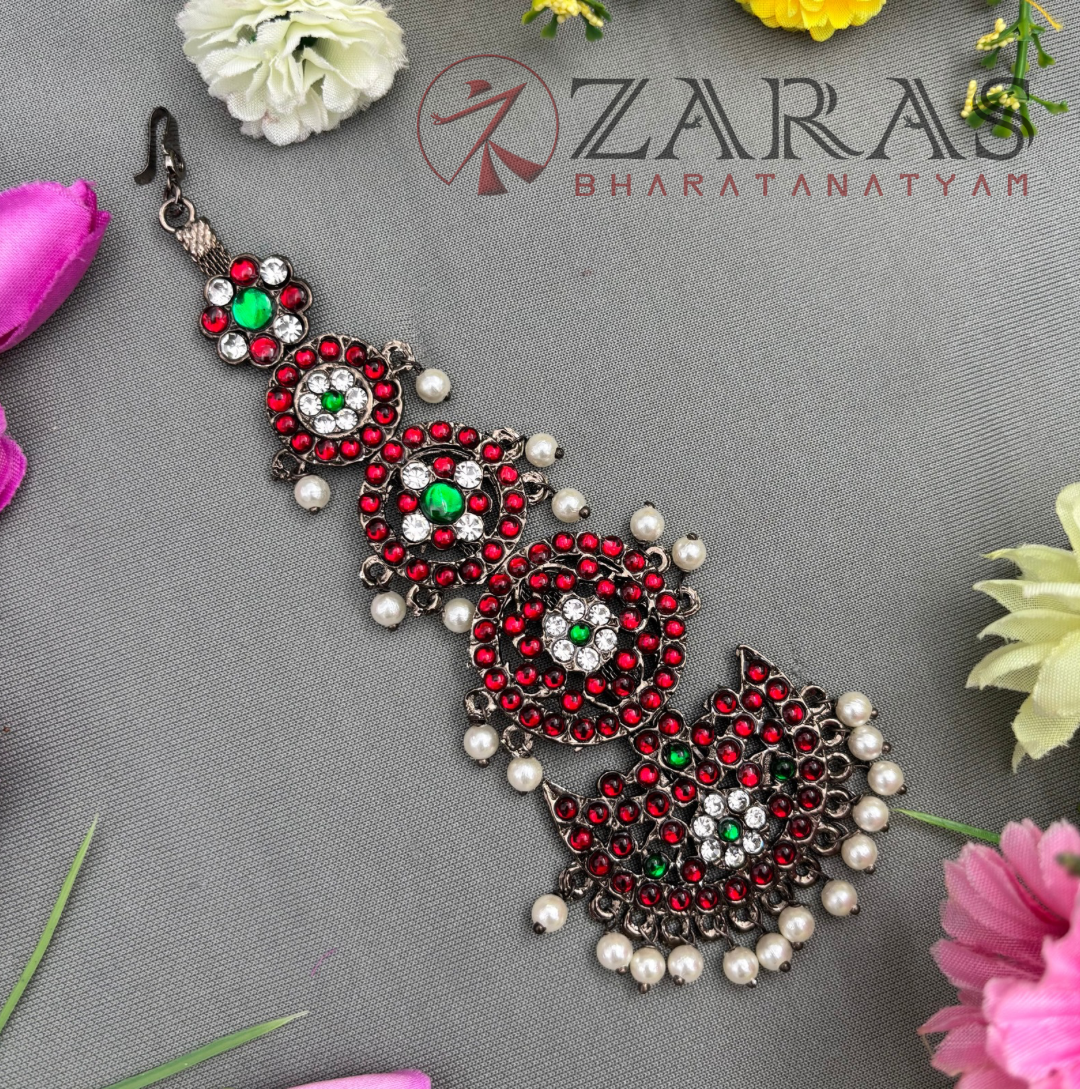 Bharatanatyam Dance Jewellery Black - 5 Step Round Netti Chutti RG Kemp CSg image 0