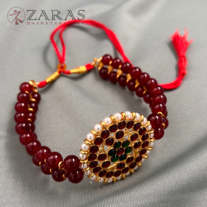 Bharatanatyam Dance Jewellery - Necklace 2L Maroon Beads Round Kemp image 0