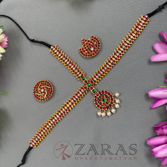 Bharatanatyam Dance Jewellery - Headset Round S Sow RG Kemp Beads CS image 0