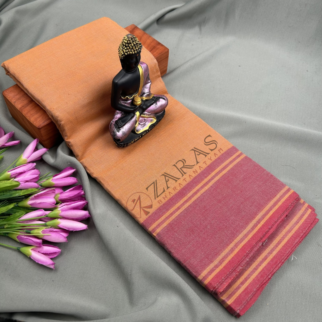 Bharatanatyam Dance Practice Saree - Sandal with Pink Plain Border image 0