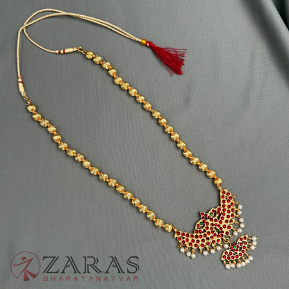 Bharatanatyam Dance Jewellery - Single Line Gold Beads RG Kemp Haaram / Long Chain image 2