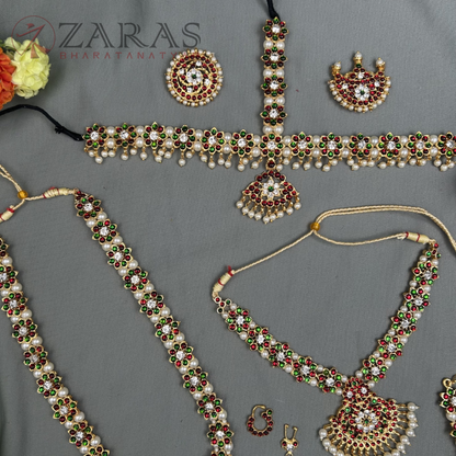 Bharatanatyam Dance Jewellery - Flower Full Set RG Kemp image 1