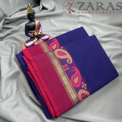 Bharatanatyam Dance Practice Saree - Blue D Red Manga Border image 2