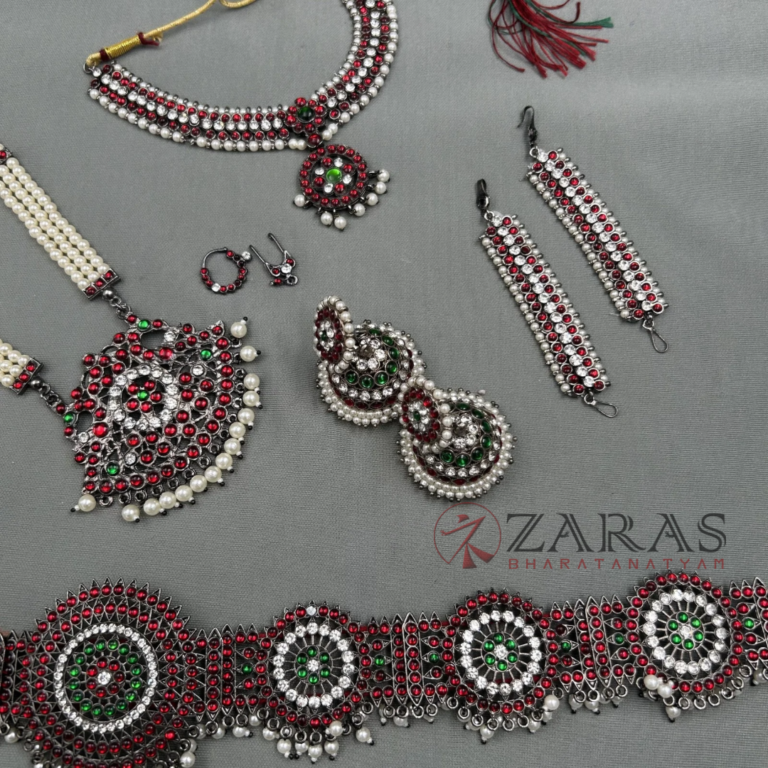 Bharatanatyam Dance Jewellery Black - Full Set Kemp Sow RGSl image 1