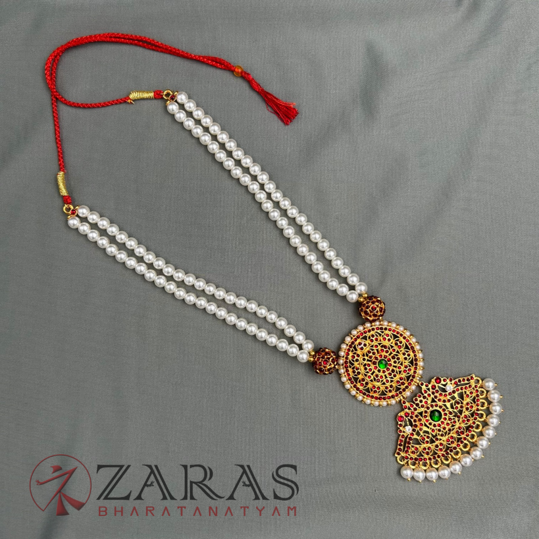 Bharatanatyam Dance Jewellery - Haaram Beads Mala 2L Ro Pendentive image 2