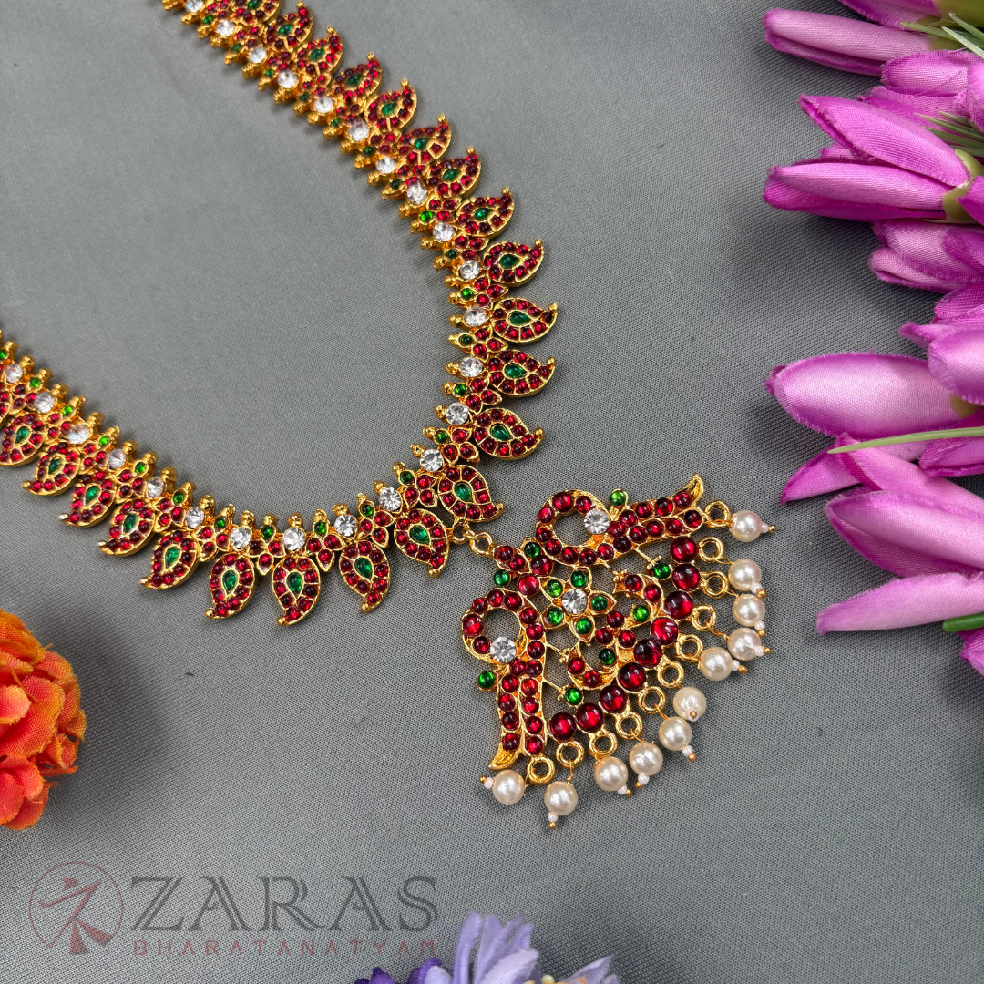 Bharatanatyam Dance Jewellery Haaram - Manga RG Kemp Beads Maalai / Long Haaram image 2