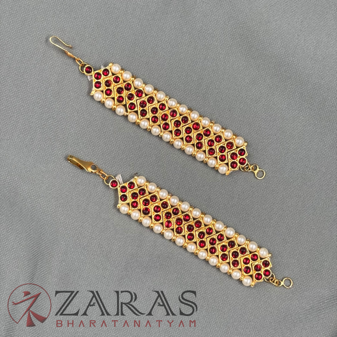 Bharatanatyam Dance Jewellery - Red Kemp V Maatal Beads image 0