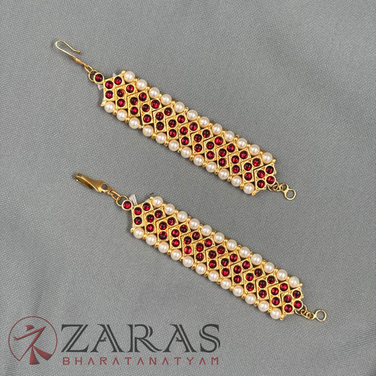 Bharatanatyam Dance Jewellery - Red Kemp V Maatal Beads image 0