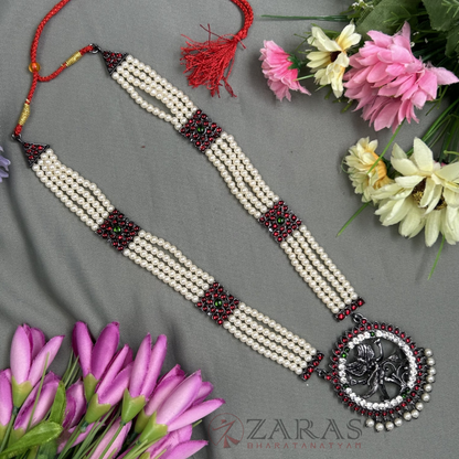 Bharatanatyam Dance Jewellery Black - 4 Lines Beads Nadaraj RG kemp Haaram image 0