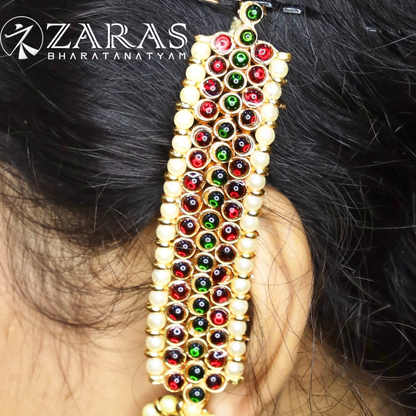 Bharatanatyam Dance Jewellery - Maatal 3 Lines Centre Green Kemp image 0