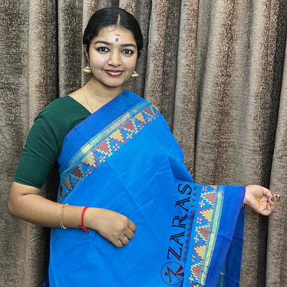 Bharatanatyam Dance Practice Saree - Light Blue Gopuram Border image 0